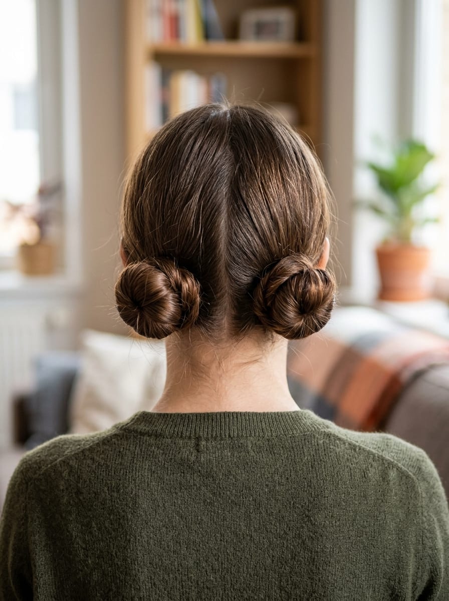 Doppelter Mini Bun - Dutt Frisur mittellang